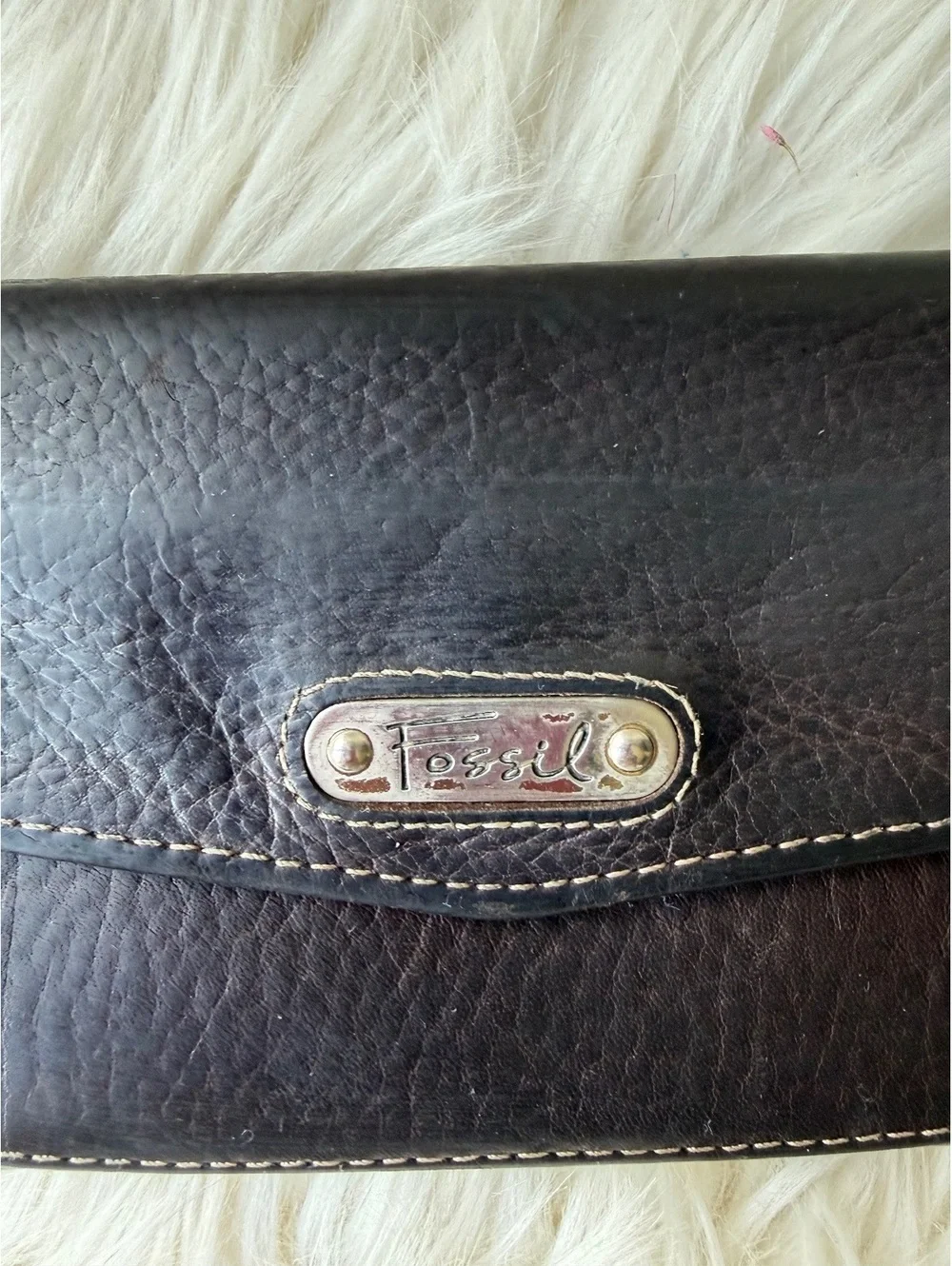 Fossil Genuine Leather Black Wallet with Zip Pocket
